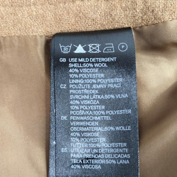 H & M Wool Mini Skirt women's brown lined quarter zip size Small K-1 - Picture 14 of 15